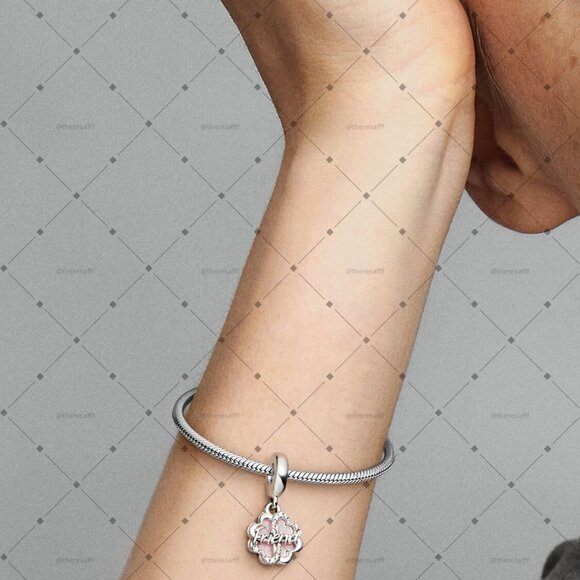 Pandora Four-leaf Clover Friendship Double Dangle Charm - Picture 3 of 4